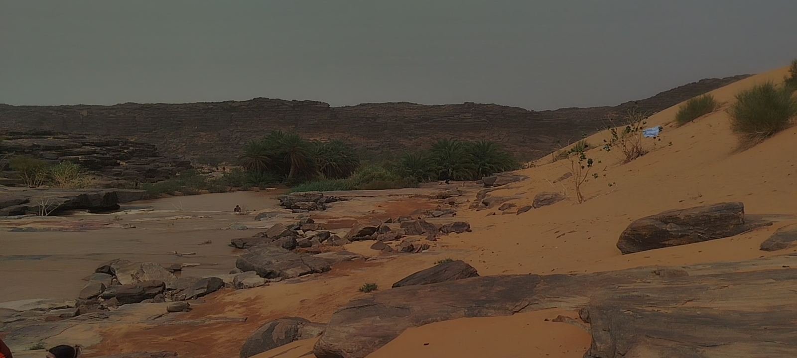 Golden dunes and rocky plateau of the Adrar desert near Atar, Mauritania