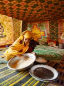 Traditional Mauritanian tea in a desert tent near Chinguetti